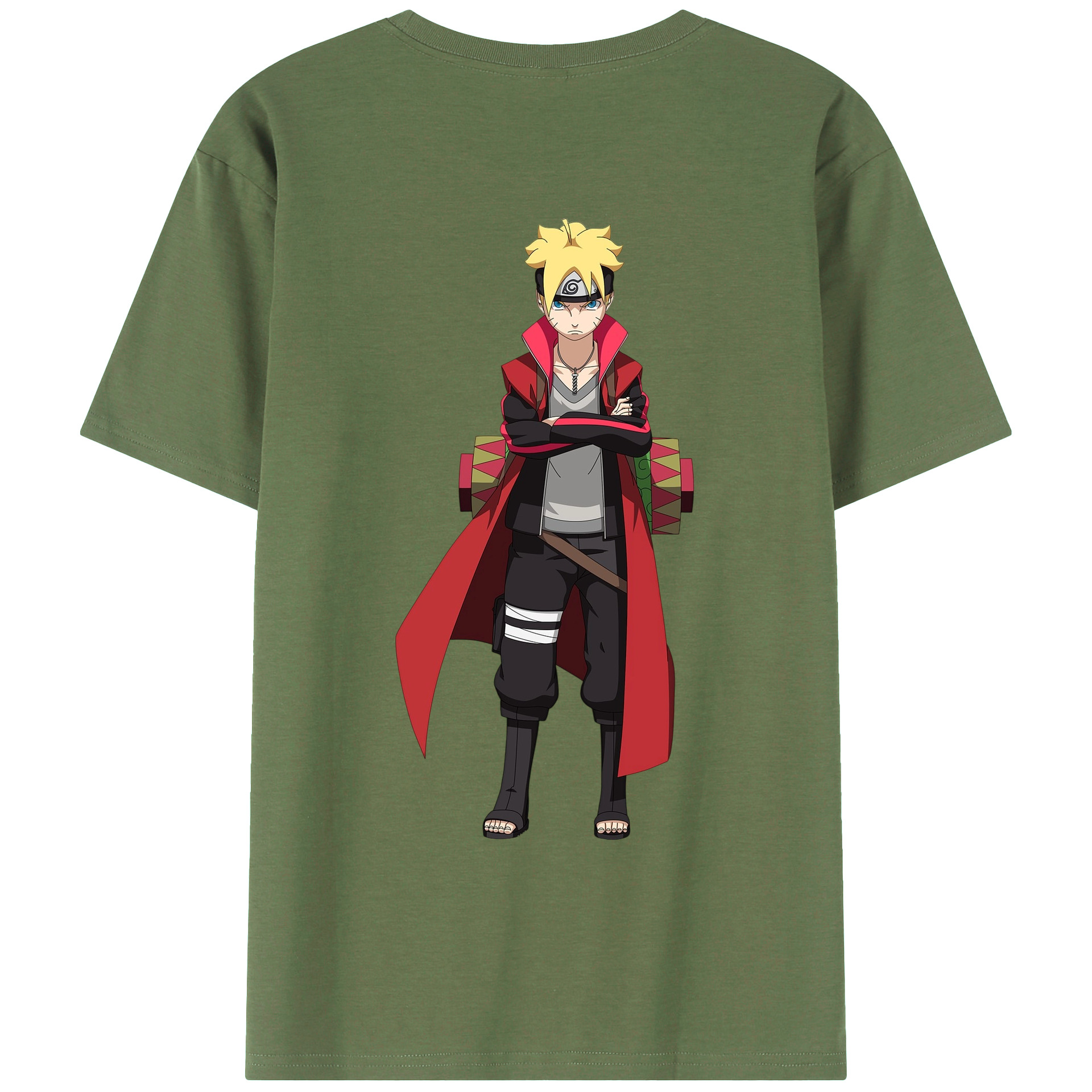（画像用） NARUTO -ナルト- うずまき ボルト Uzumaki Boruto 綿100％ メンズ半袖Tシャツ（バックプリント） 通気性